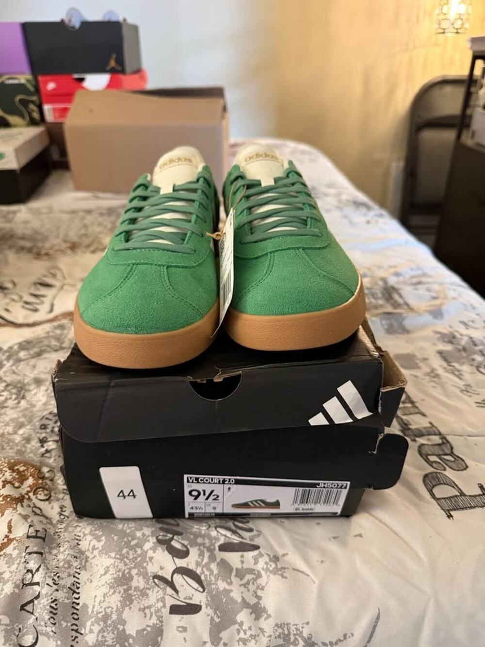 Adidas VL Court 2.0 Green Suede Sneakers
